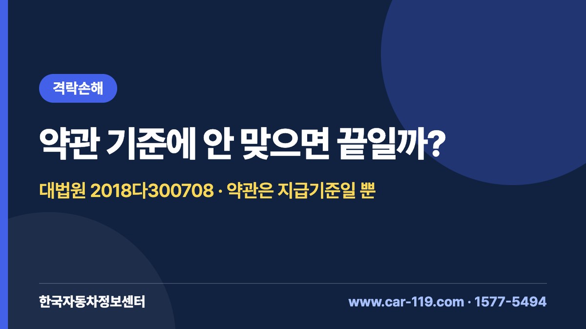 격락손해 거절당했다면? 약관은 지급기준일 뿐이라는 대법원 2018다300708 판결 해설