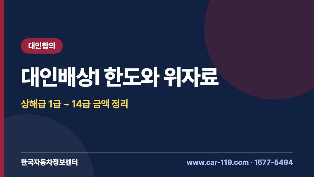 상해급별 위자료와 대인배상Ⅰ 부상 한도표(1급~14급), 휴업손해 85% 기준