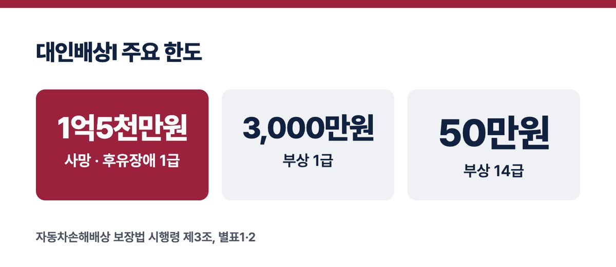 대인배상Ⅰ 주요 한도