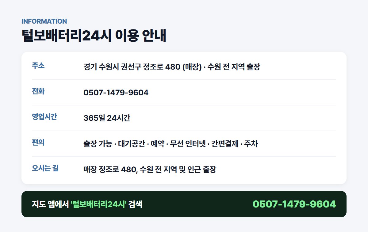 털보배터리24시 위치 영업시간 연락처
