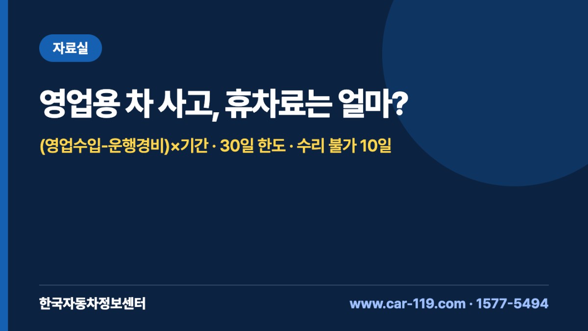 영업용 차 사고, 휴차료는 얼마?
