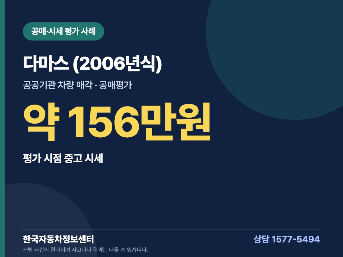 다마스 (2006년식) 공매·시세 평가 사례 약 156만원