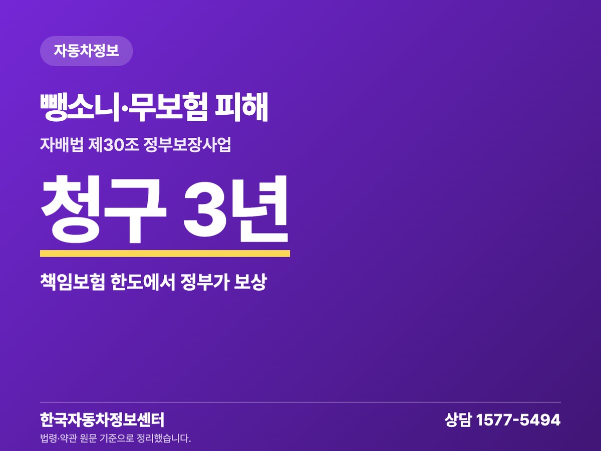 뺑소니·무보험 피해 청구 3년