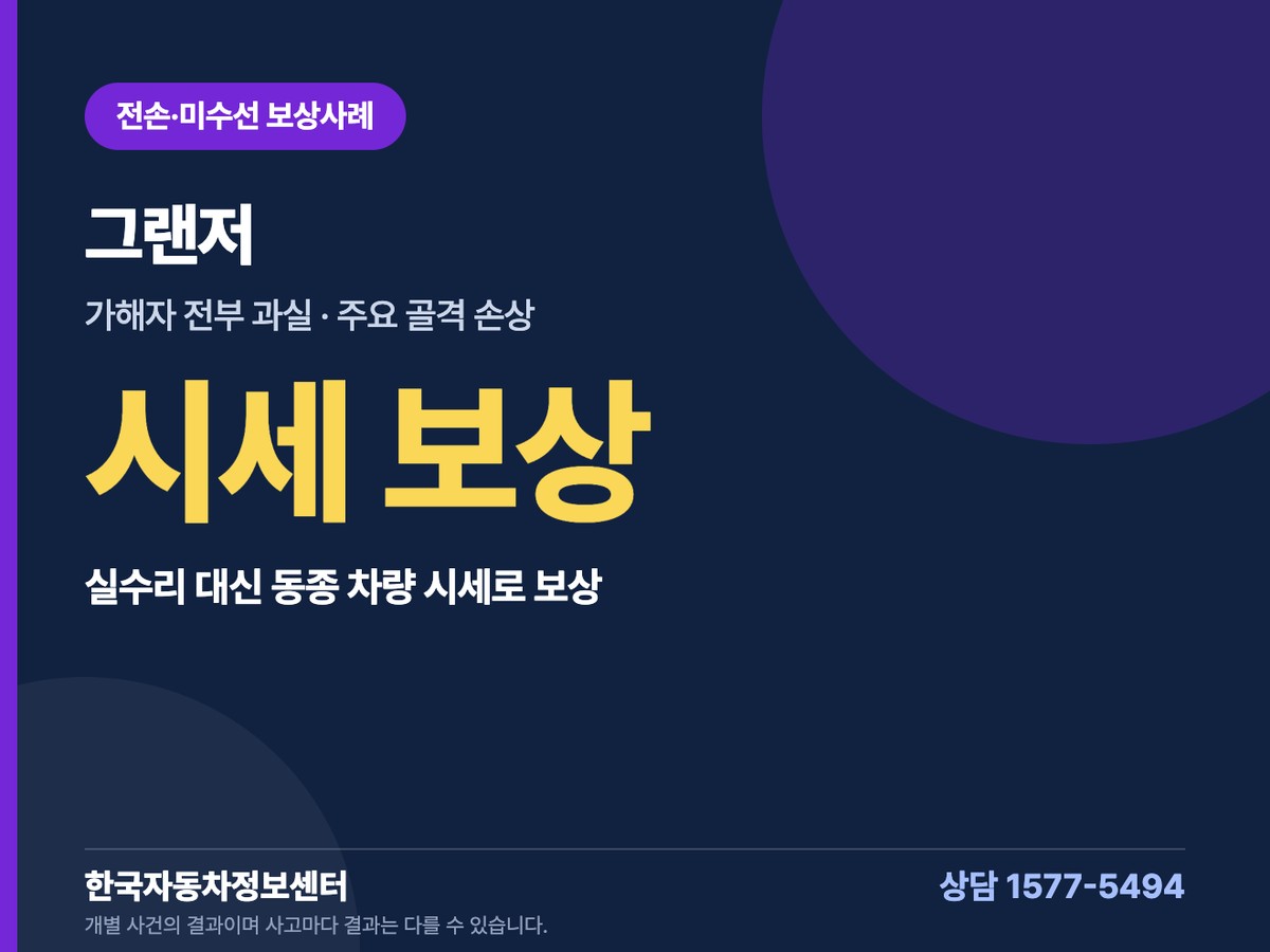 그랜저 전손·미수선 보상사례 시세 보상