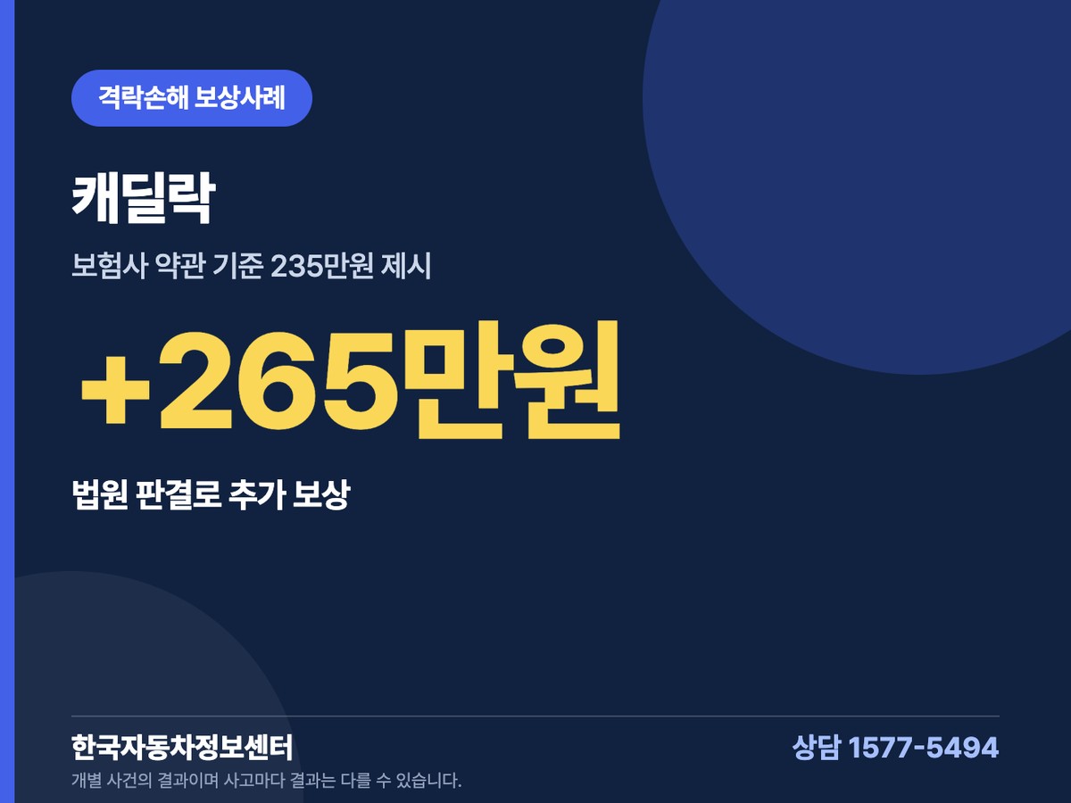 캐딜락 격락손해 보상사례 +265만원