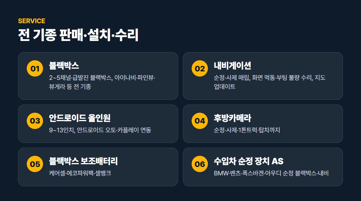 카앤샵 수원점 주요 서비스