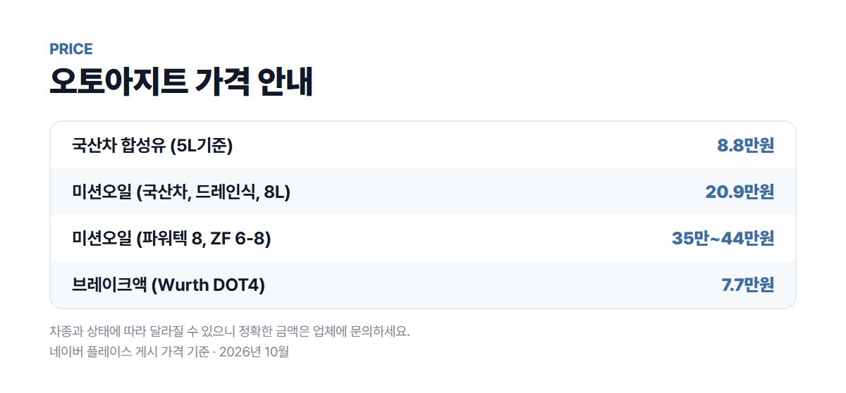 오토아지트 가격표