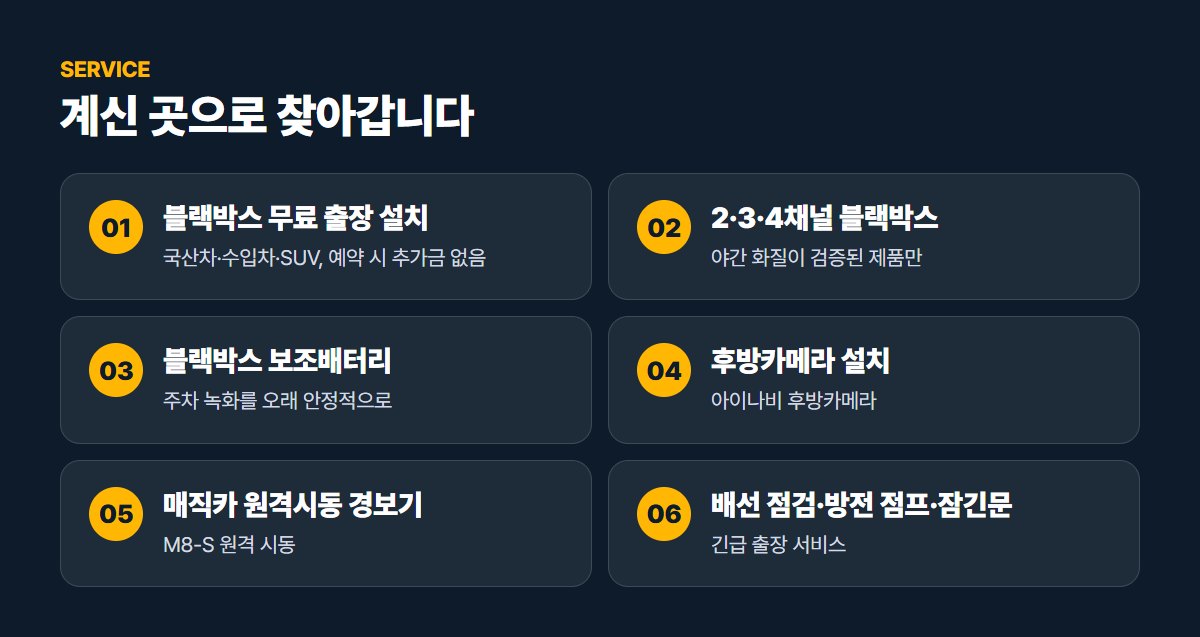 수원출장블랙박스 주요 서비스