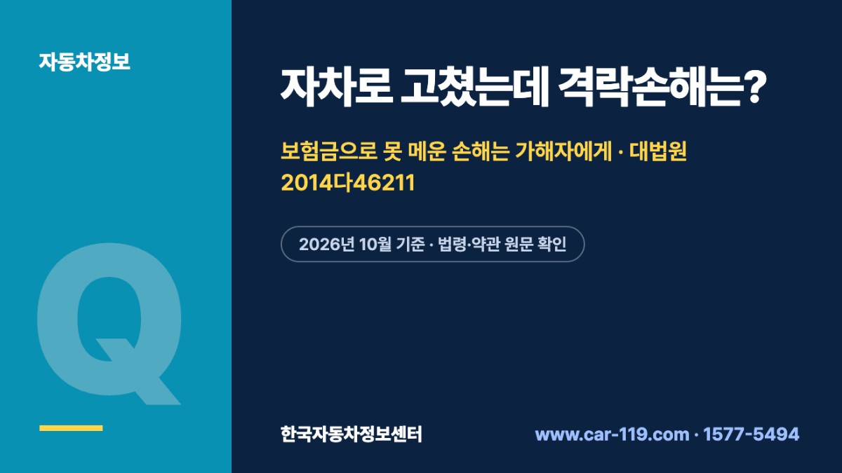 자차로 고쳤는데 격락손해는?