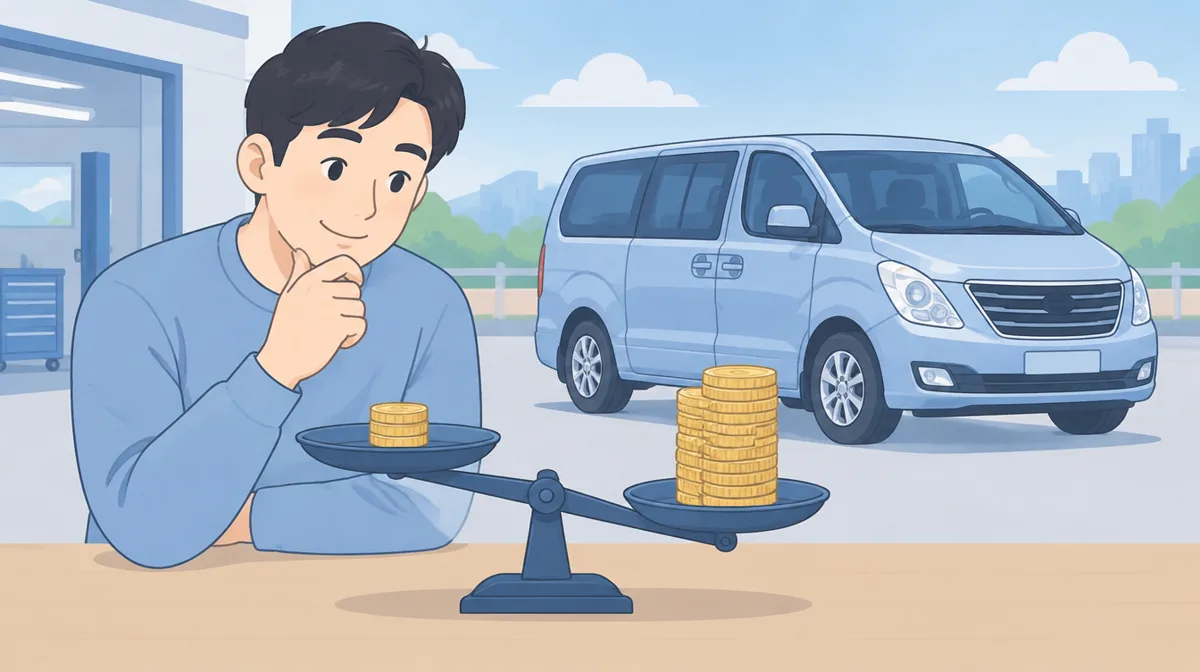 격락손해 보험사 약관 금액과 실제 시세하락 금액을 비교하는 카니발 차주
