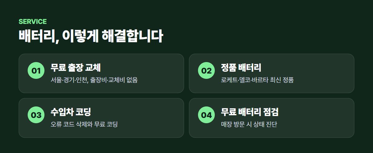 배터리스토리 수원점 주요 서비스