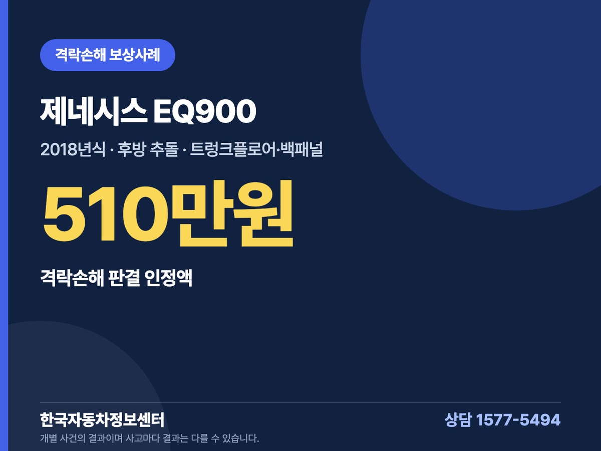제네시스 EQ900 격락손해 보상사례 510만원