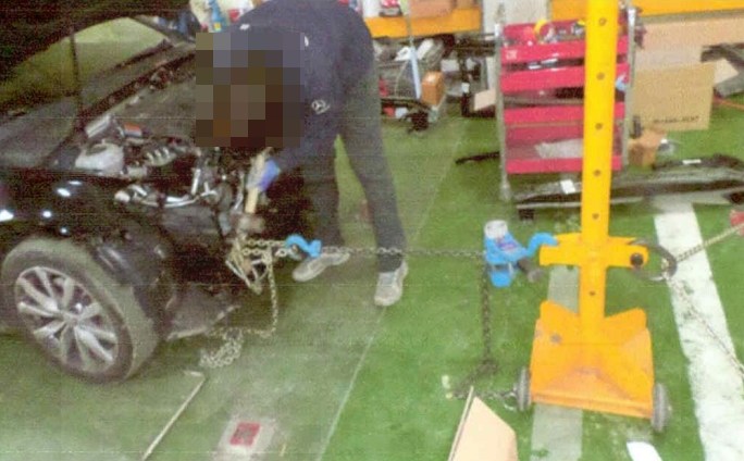 골프 프런트사이드멤버 인장 작업
