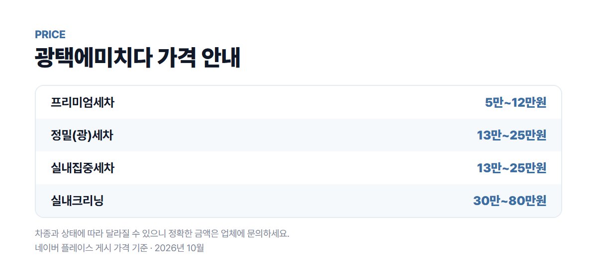 광택에미치다 가격표